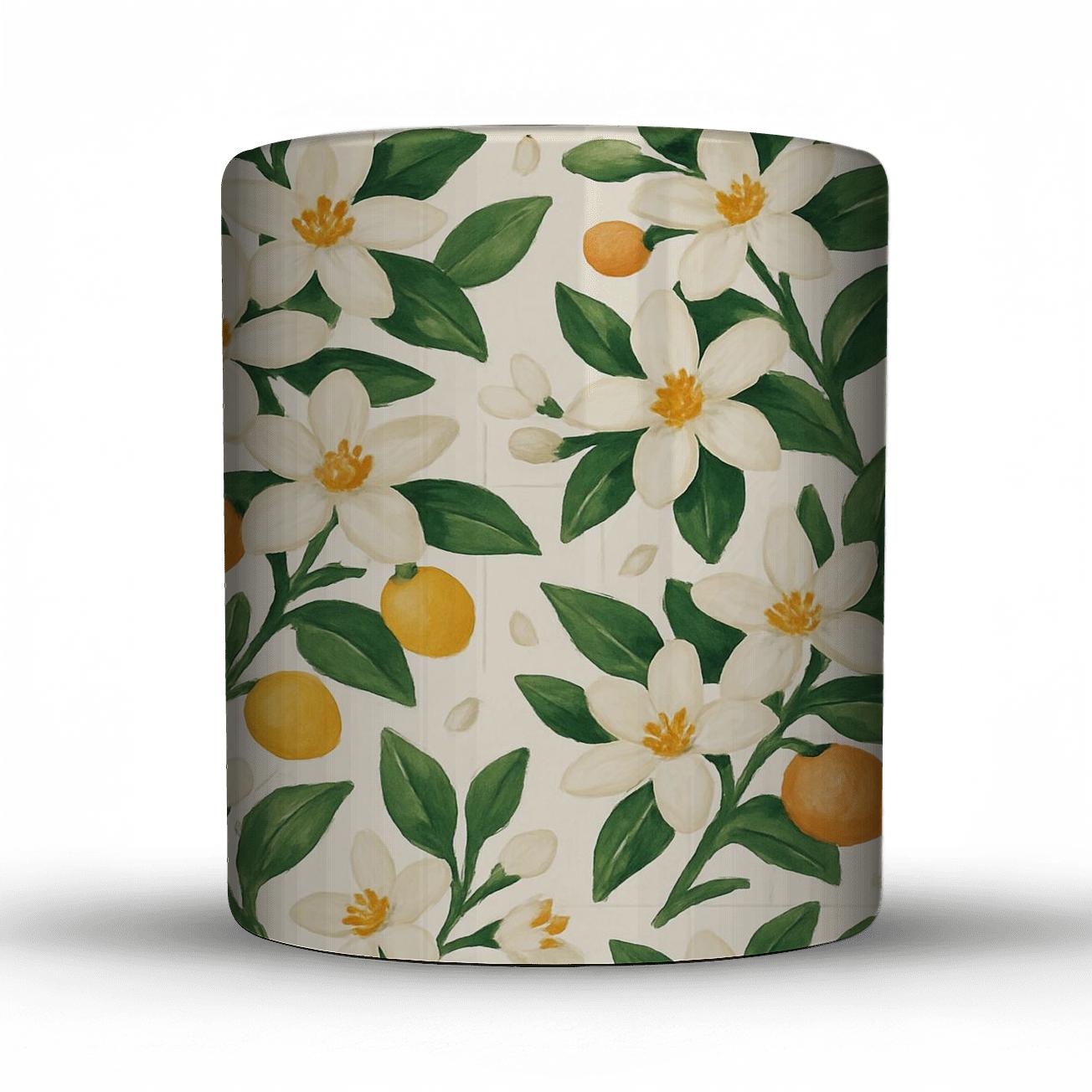 Citrus Blossom Conservatory travel mugs with handles