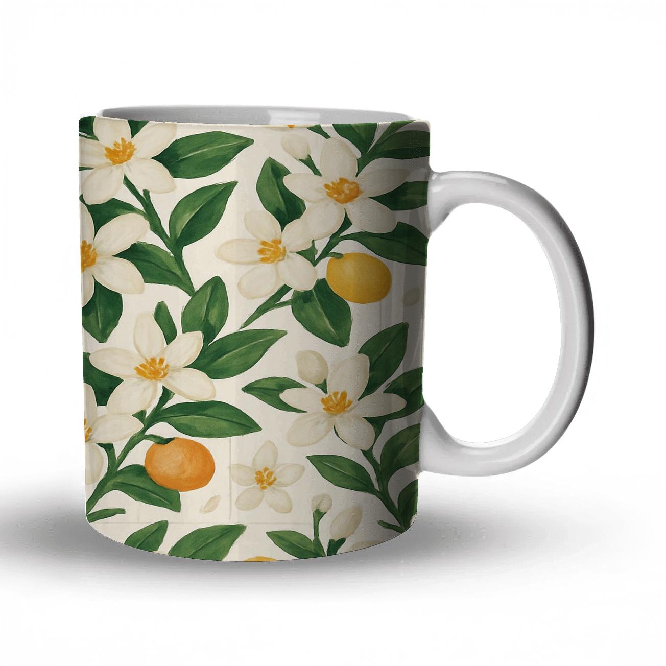 Citrus Blossom Conservatory travel mugs with handles