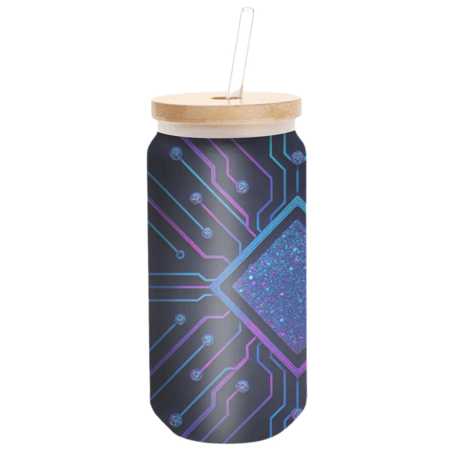 Neon Prism Glitter Circuit premium crystal drinkware
