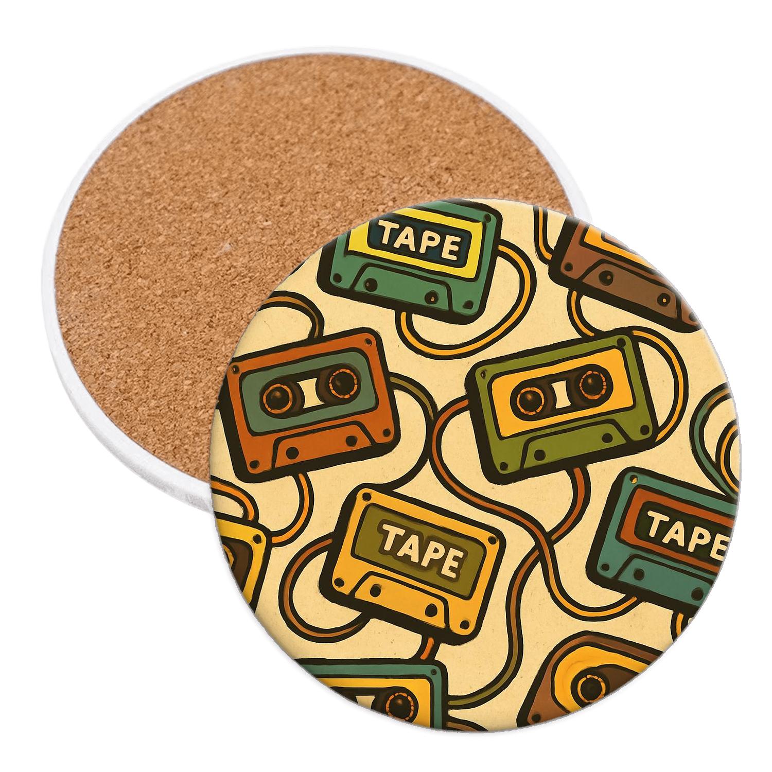 Groovy Cassette Carousel personalized drink coasters