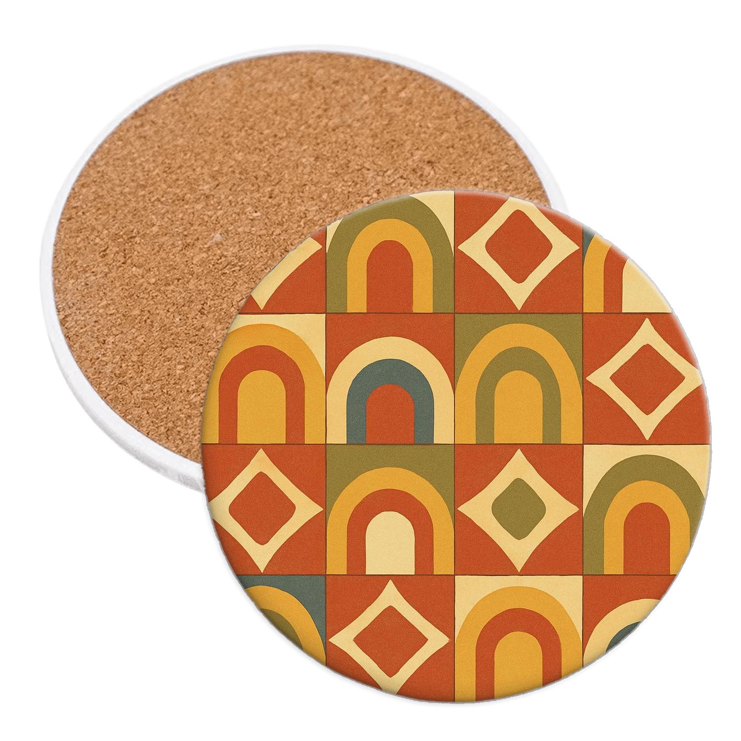 Sunbaked Desert Tile Geometry personalized drink coasters