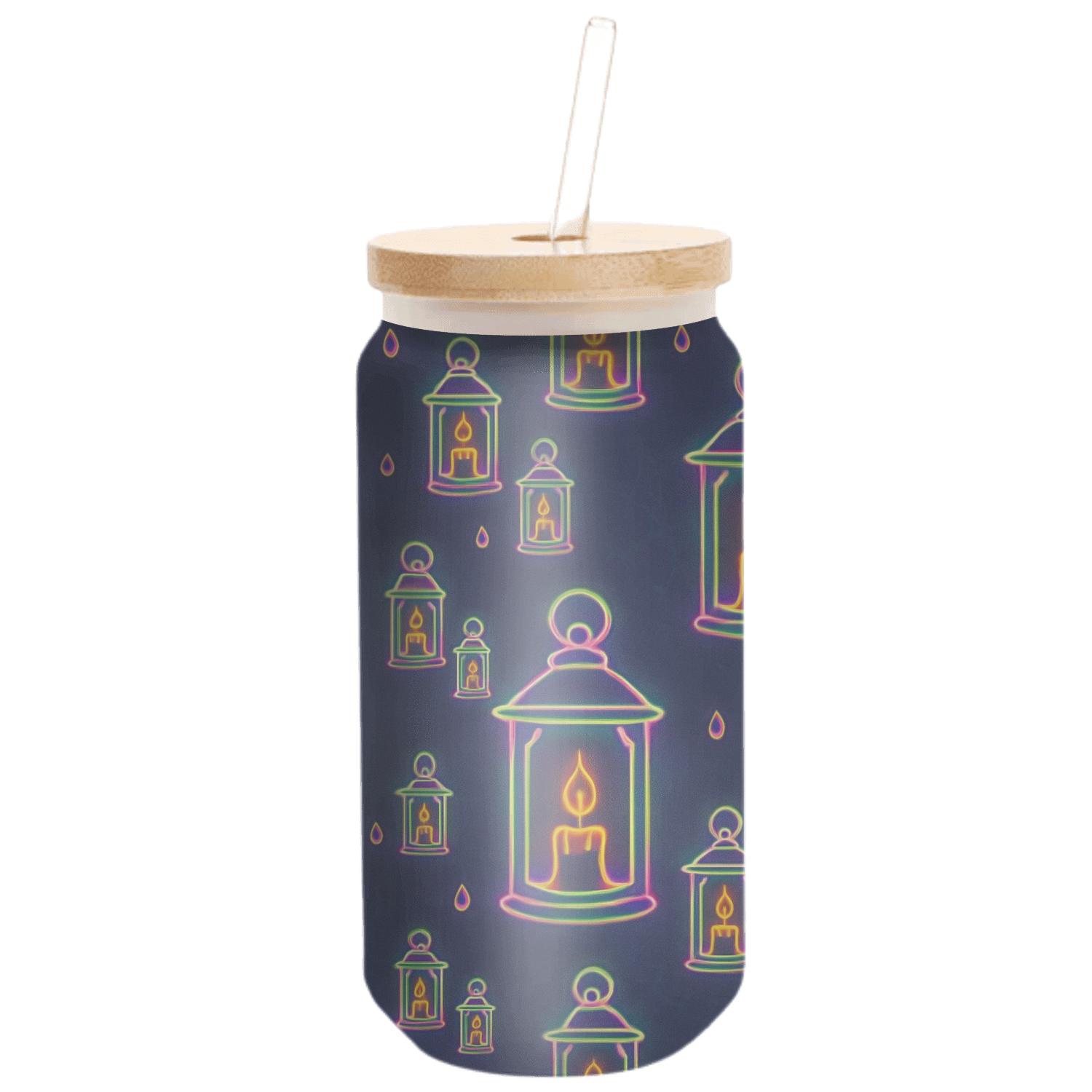 Neon Lantern Carnival Scatter On Deep Navy Night Background insulated glass vessels