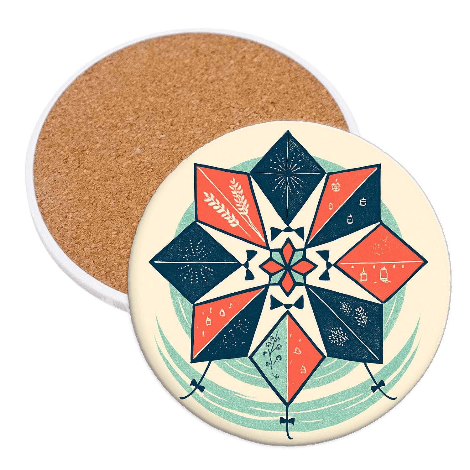 Kite Mandala Of The New Year Tide absorbent drink coasters