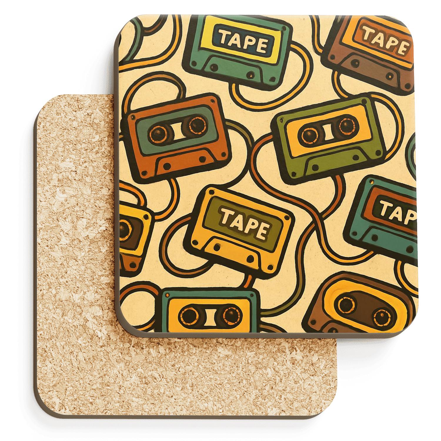 Groovy Cassette Carousel personalized drink coasters