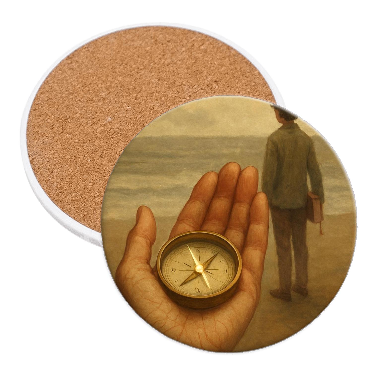 The Compass In Her Palm: Direction Drawn From Gentle Sacrifice wooden table coasters