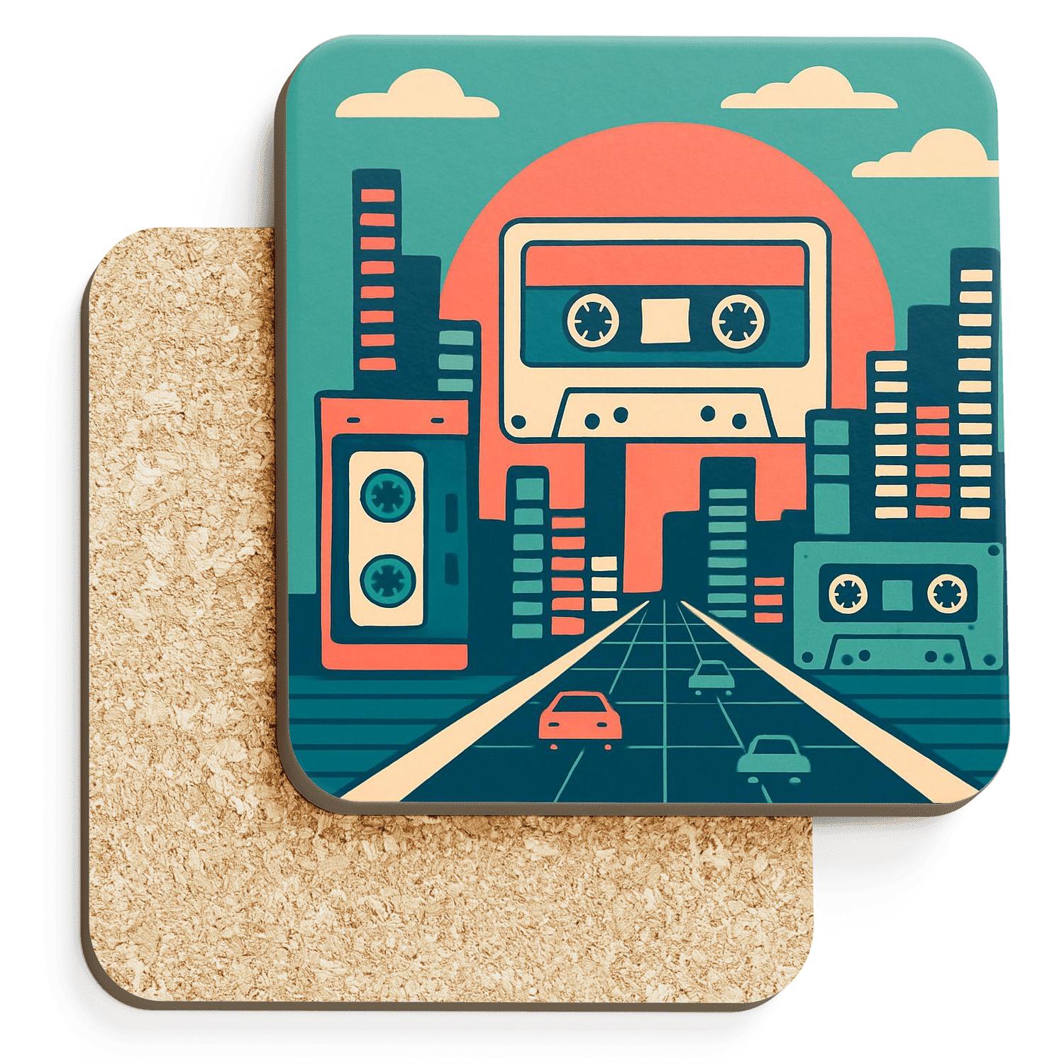 Cassette City Commute coasters for home decor