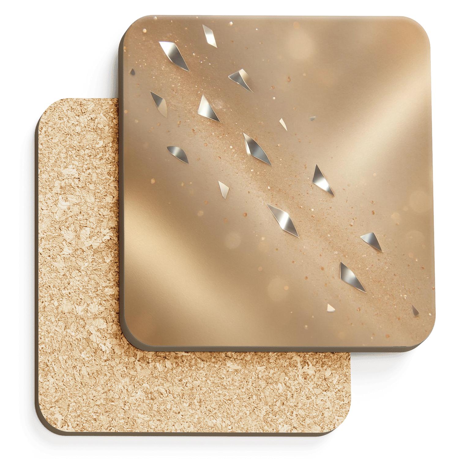 Champagne Chrome Confetti Drift personalized drink coasters