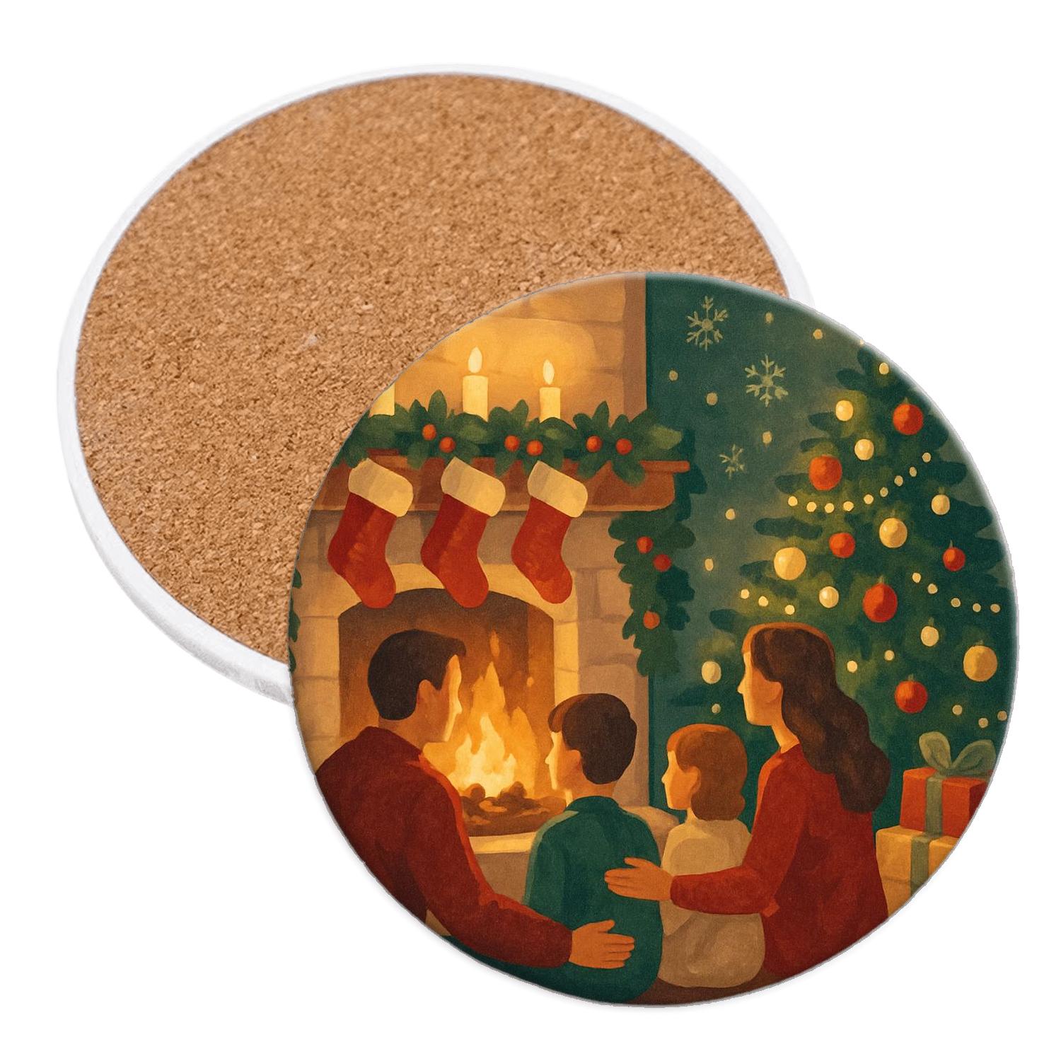 Hearthside Stocking Circle personalized drink coasters