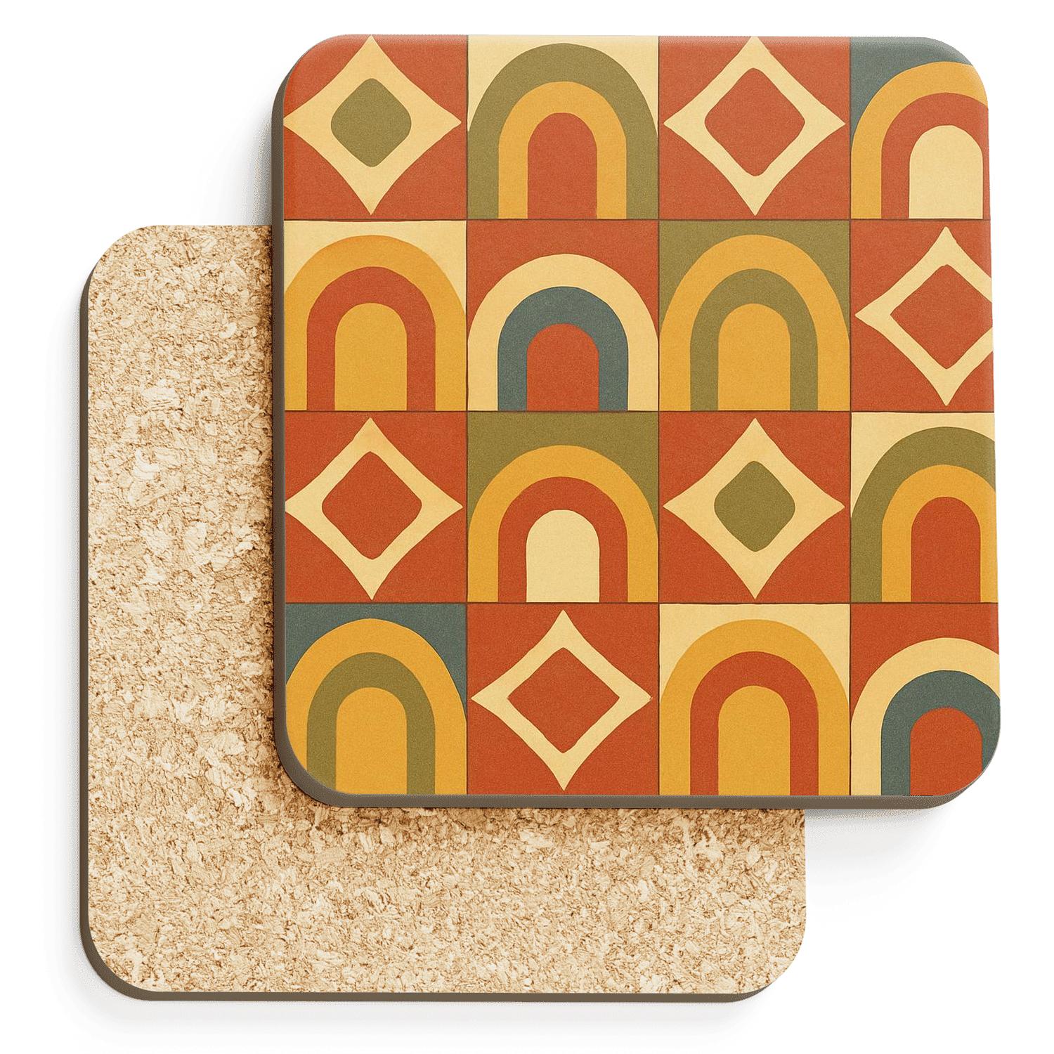 Sunbaked Desert Tile Geometry custom engraved coasters