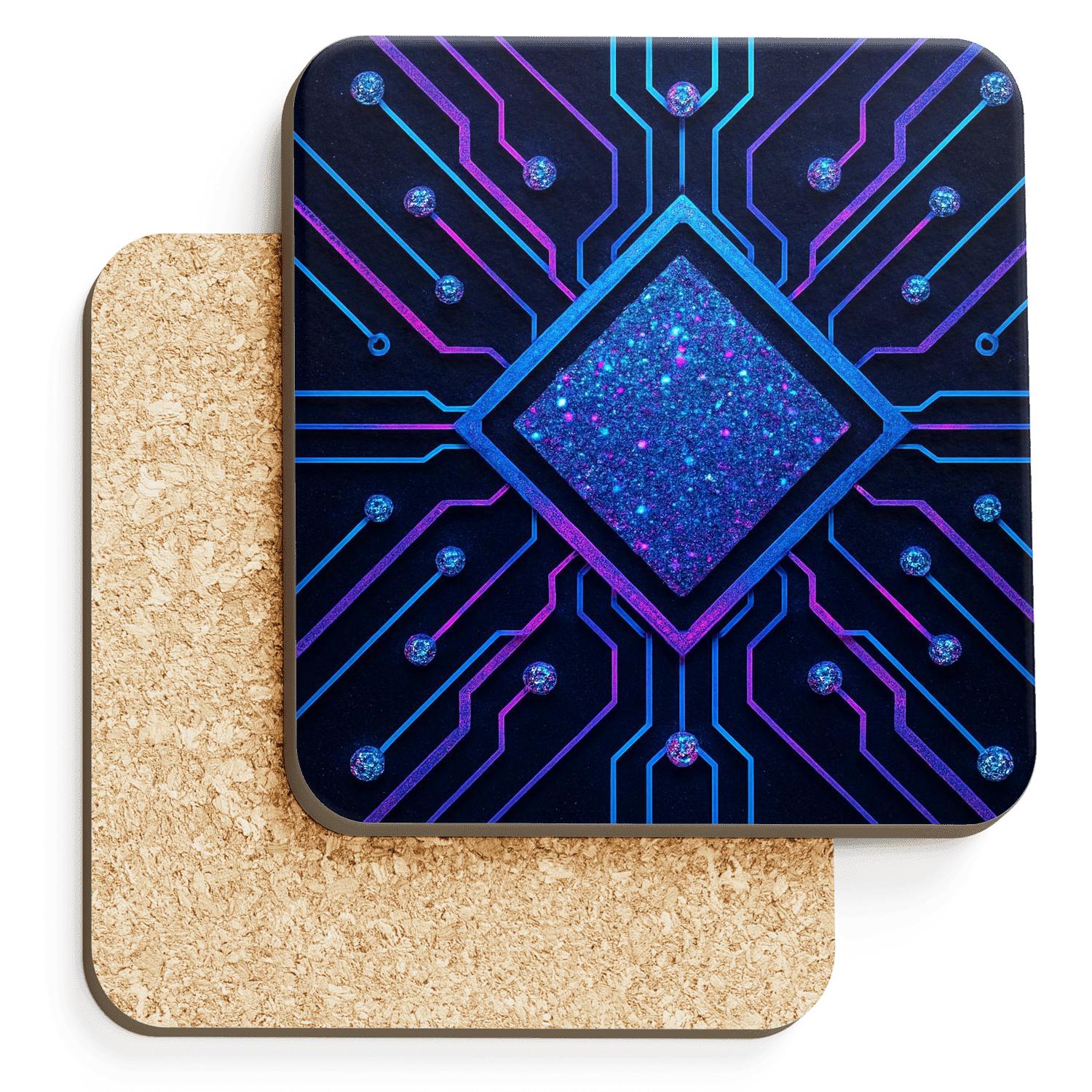 Neon Prism Glitter Circuit coasters for home decor
