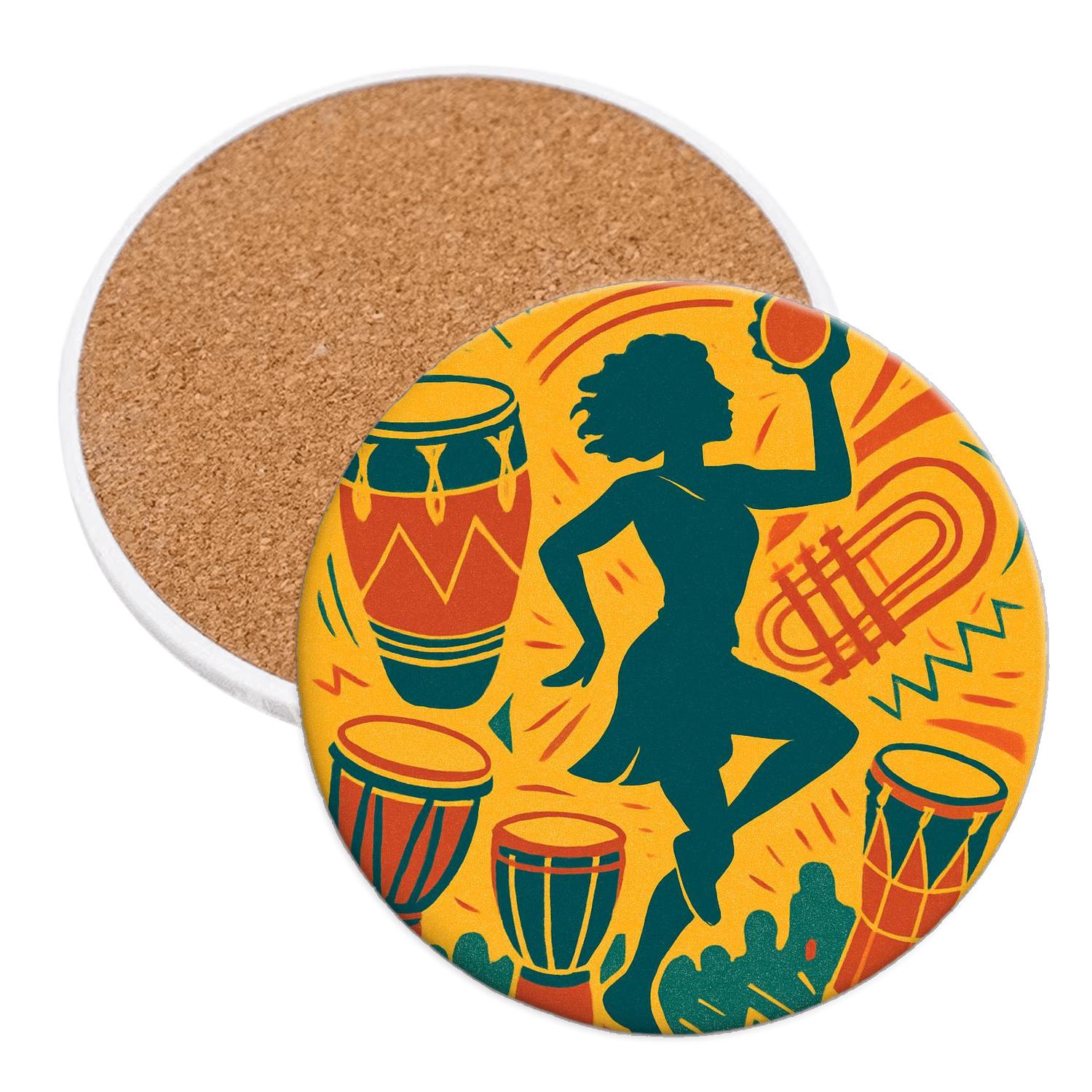 Afrobeat Carnival Rhythm Collage decorative beverage coasters