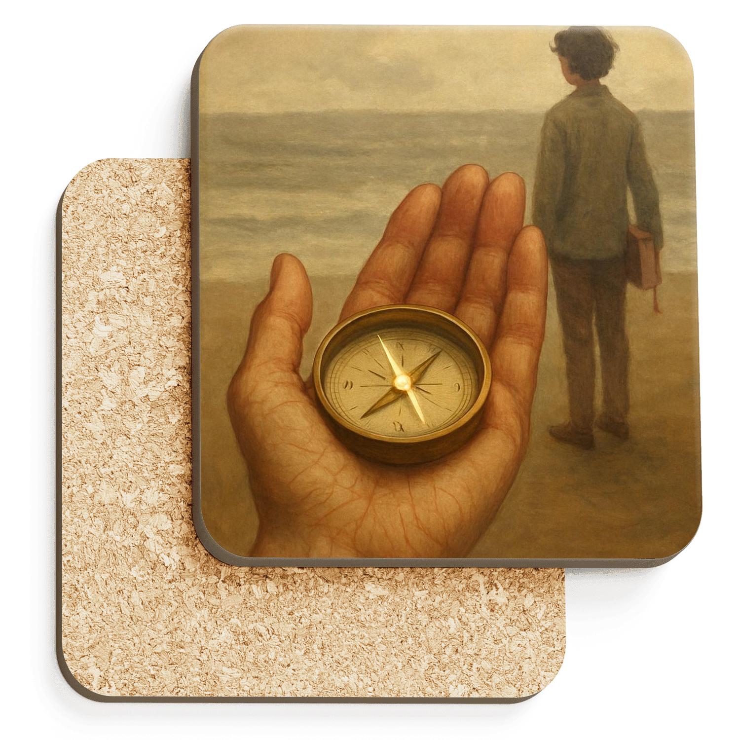 The Compass In Her Palm: Direction Drawn From Gentle Sacrifice decorative beverage coasters