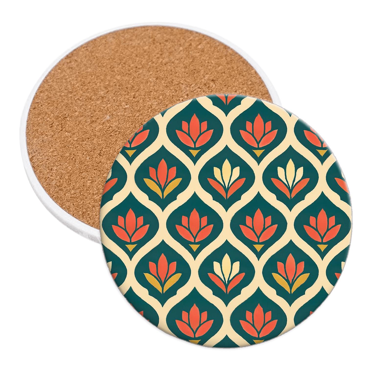 Scalloped Chevron Lotus Lattice decorative beverage coasters