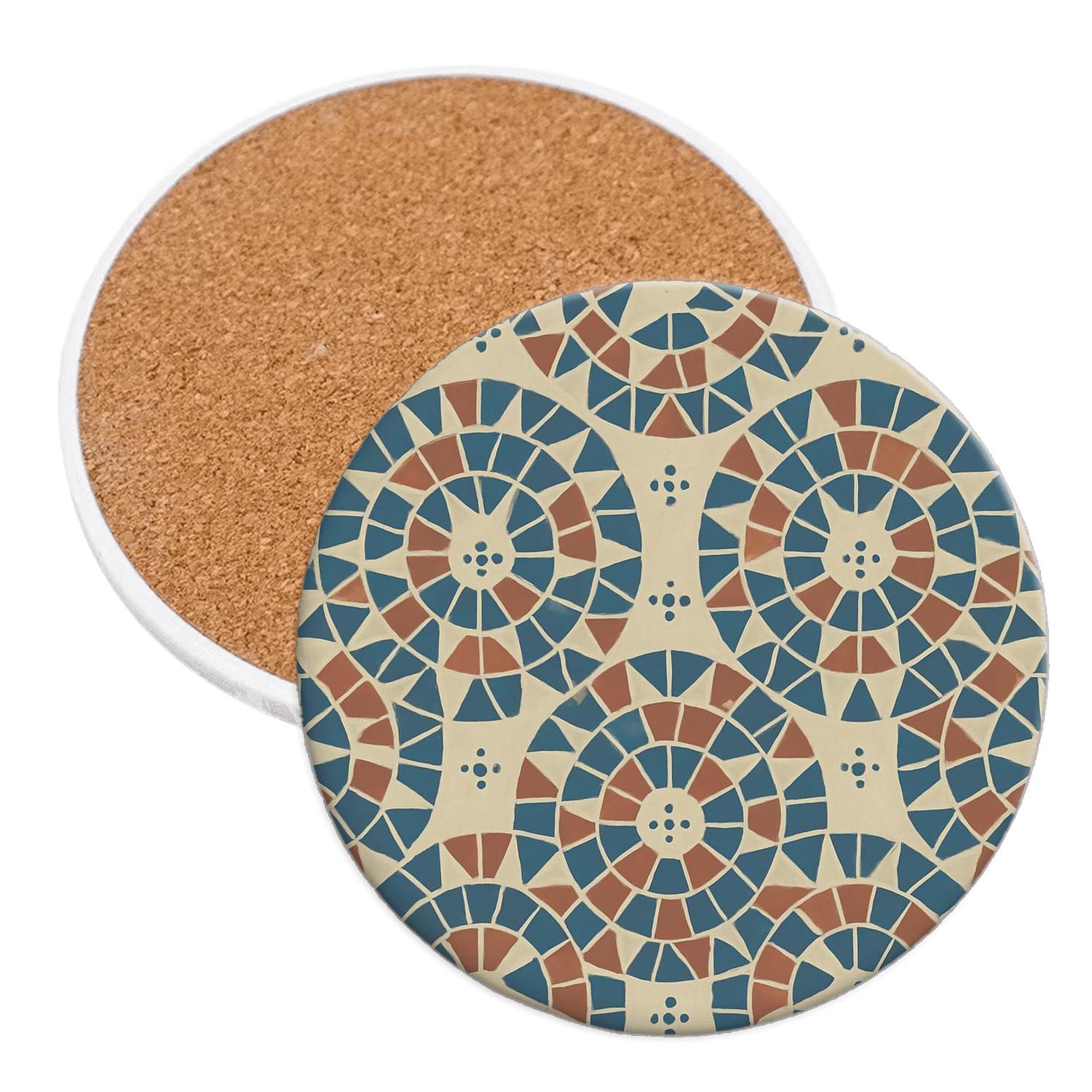 Sun Dial Triangle Mosaic With Dot Rosettes custom engraved coasters