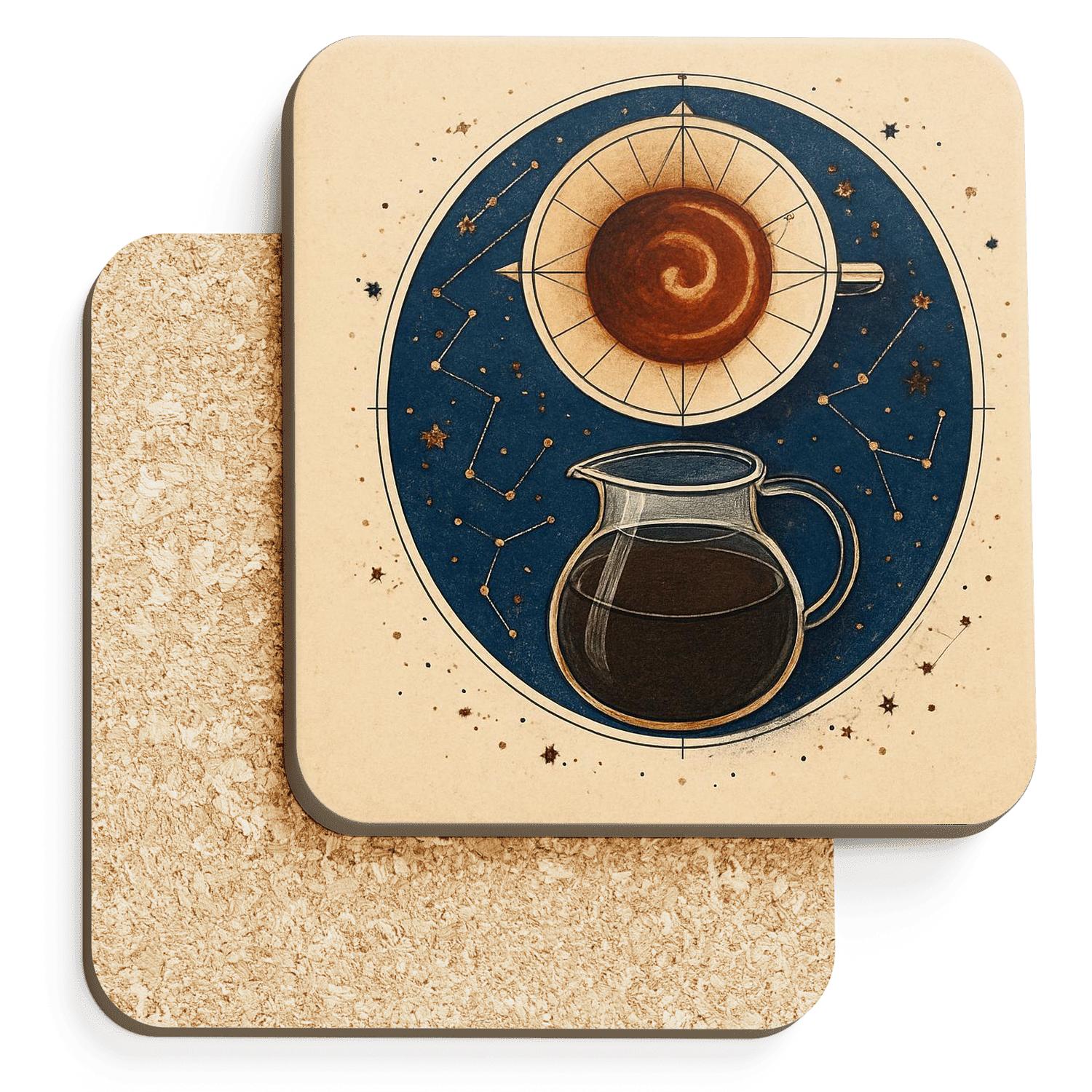 Celestial Pour Over Cartography cork coaster sets