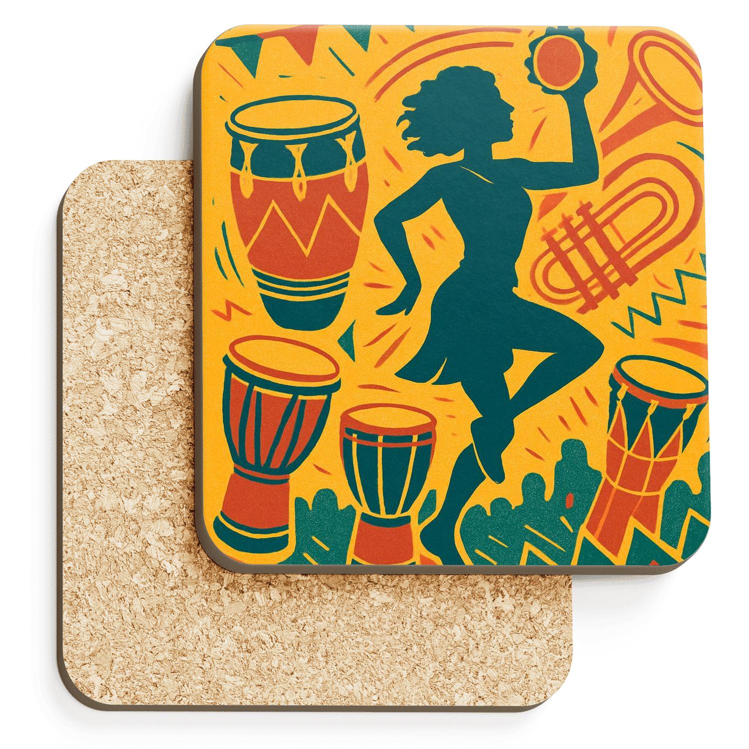 Afrobeat Carnival Rhythm Collage elegant tabletop coasters