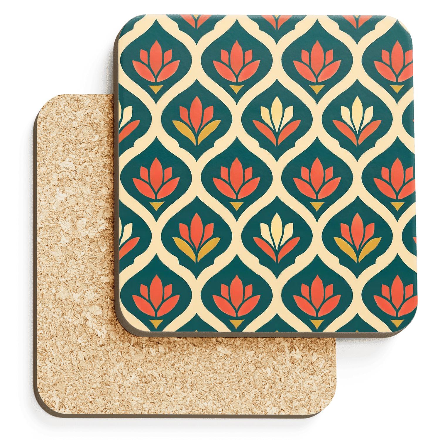 Scalloped Chevron Lotus Lattice coasters for home decor