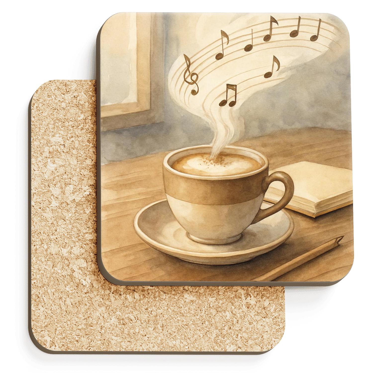 Steam As Sheet Music Cafe Still Life elegant tabletop coasters