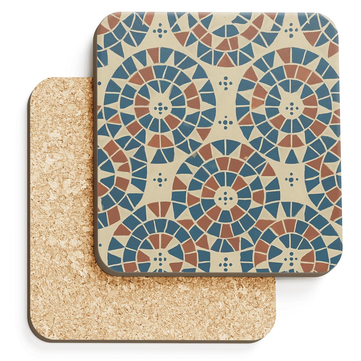 Sun Dial Triangle Mosaic With Dot Rosettes decorative beverage coasters
