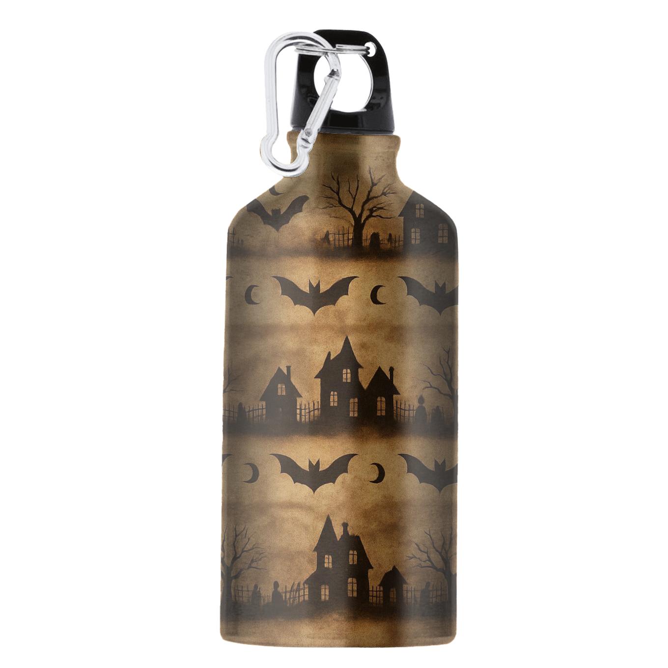 Sepia Haunted Horizon Bands With Bat Mirrors On Parchment Sepia Background insulated sports bottles