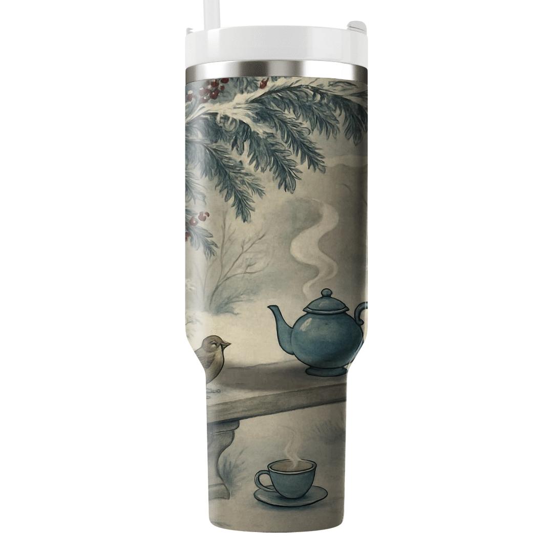 Winter Tea Garden Frost personalized tumblers