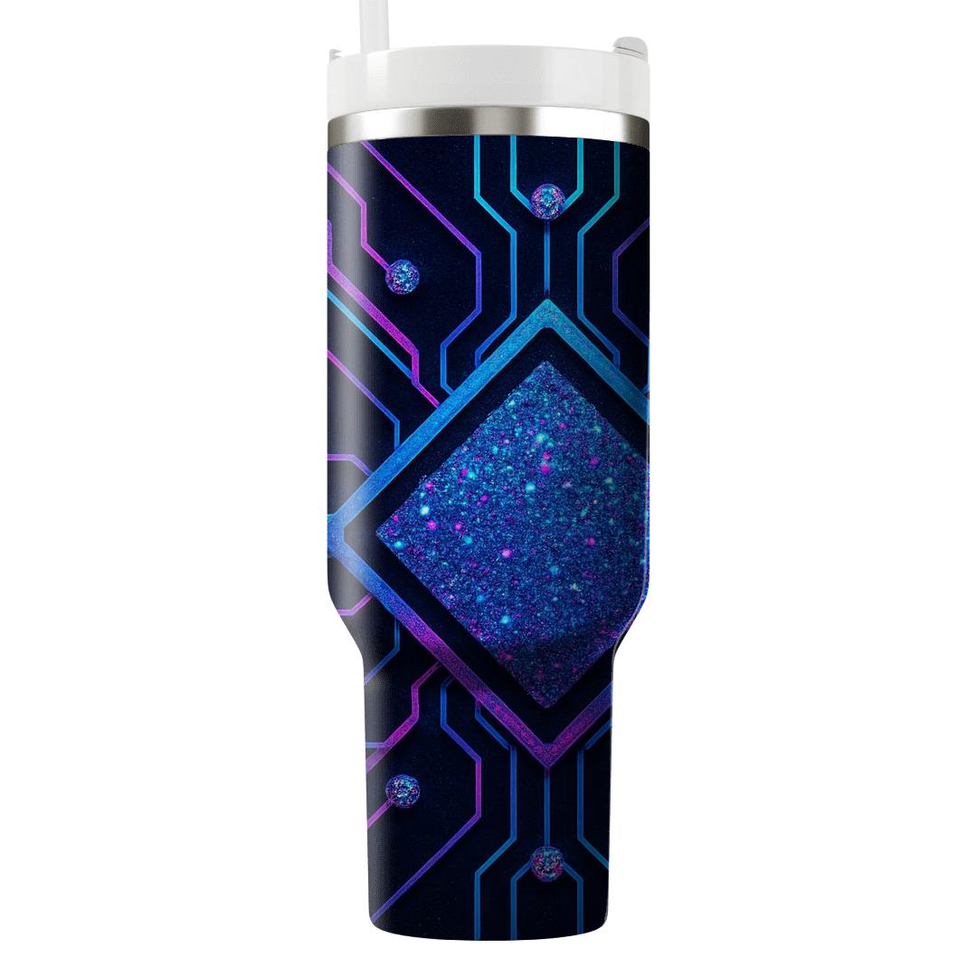 Neon Prism Glitter Circuit custom tumblers
