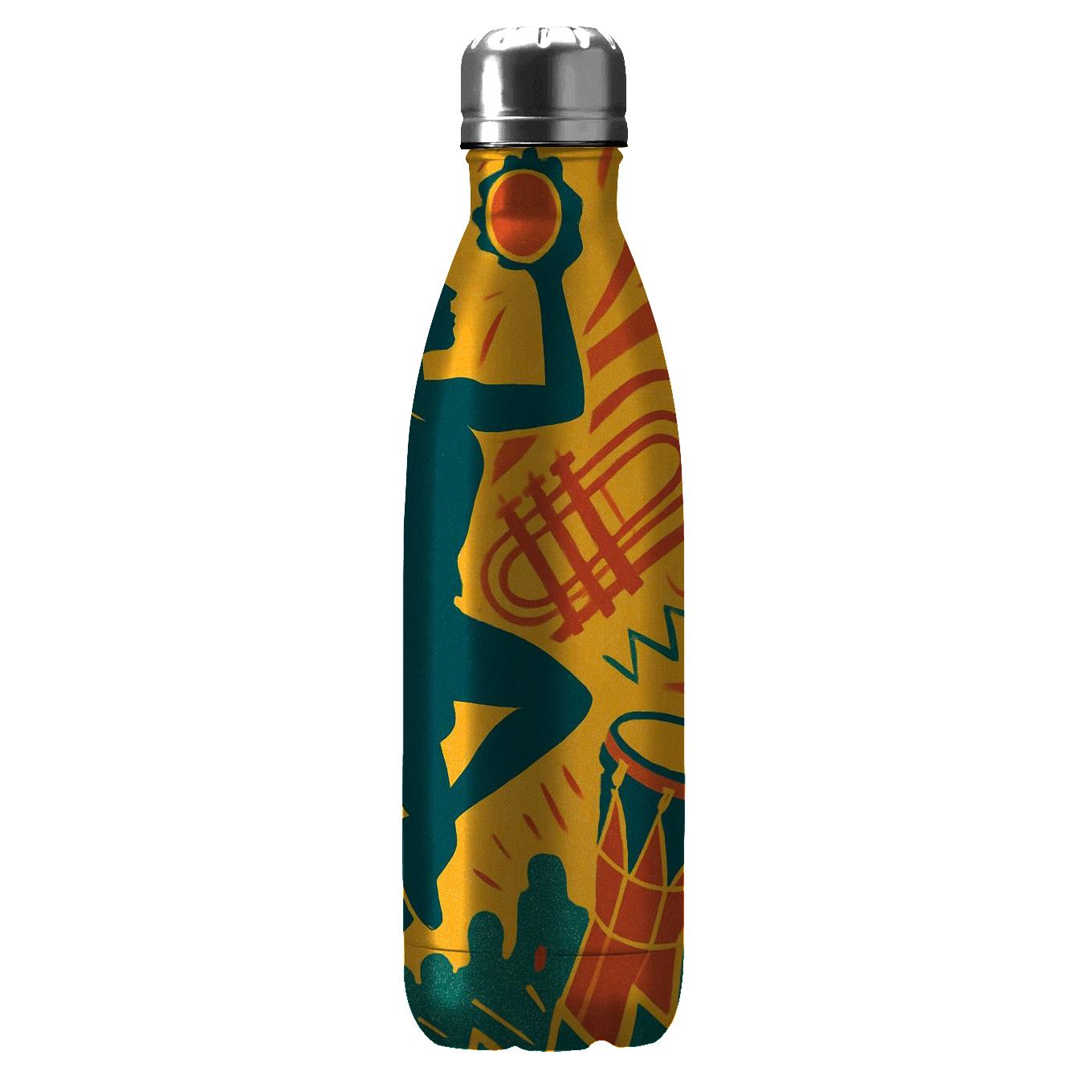 Afrobeat Carnival Rhythm Collage decorative water bottles