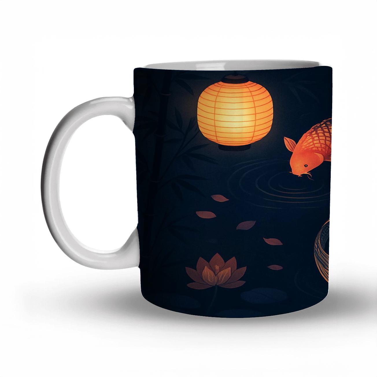 Koi Carp Lantern Garden insulated thermal mugs