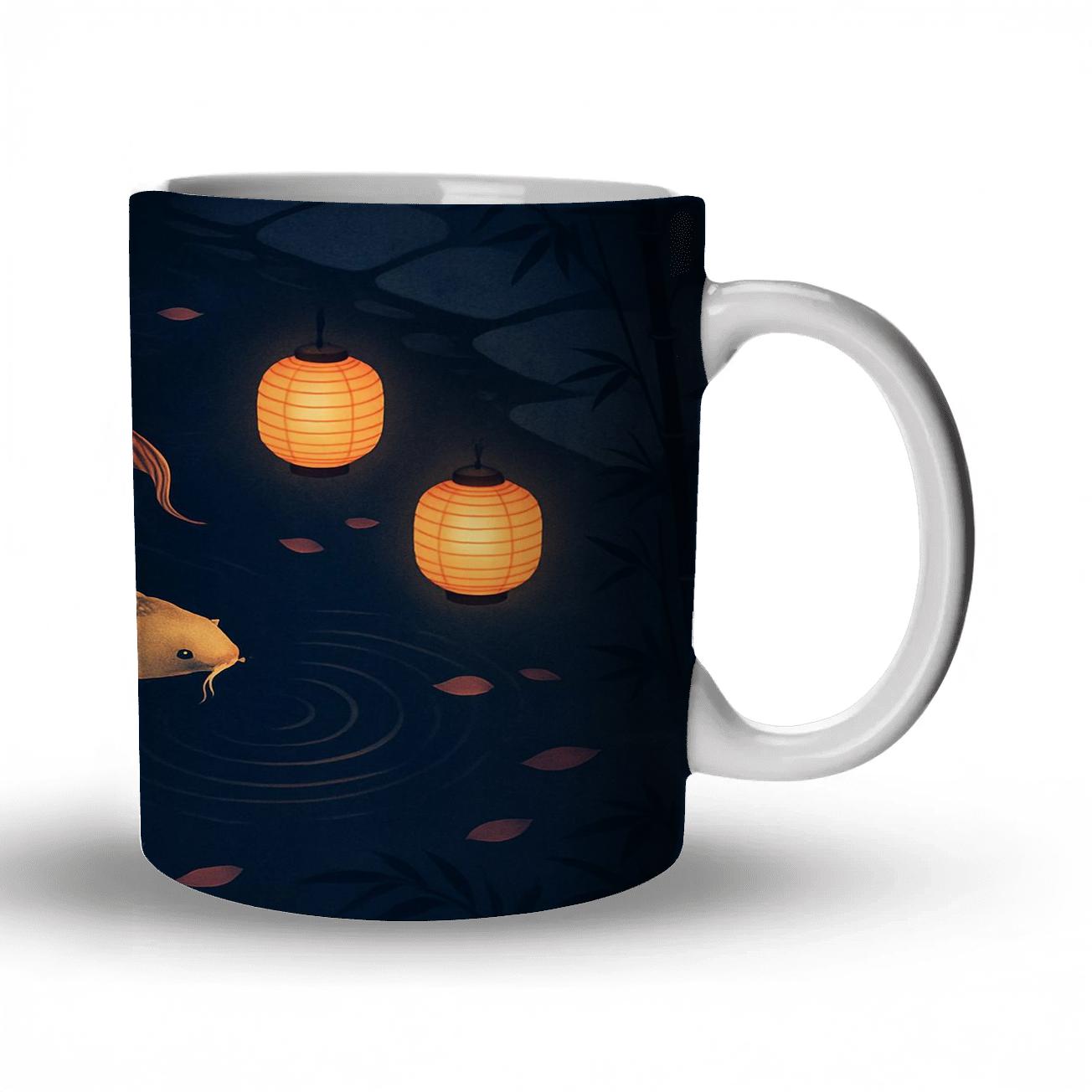 Koi Carp Lantern Garden insulated thermal mugs