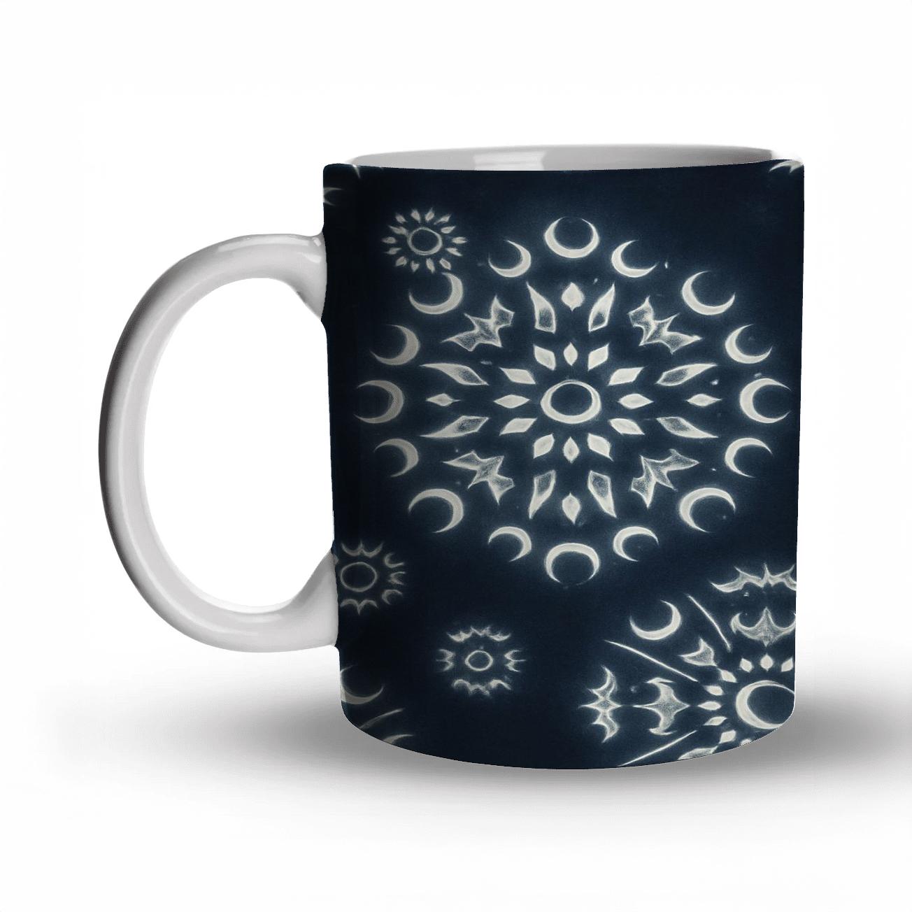 Moonburst Bat Mandala Lattice gift mugs for occasions
