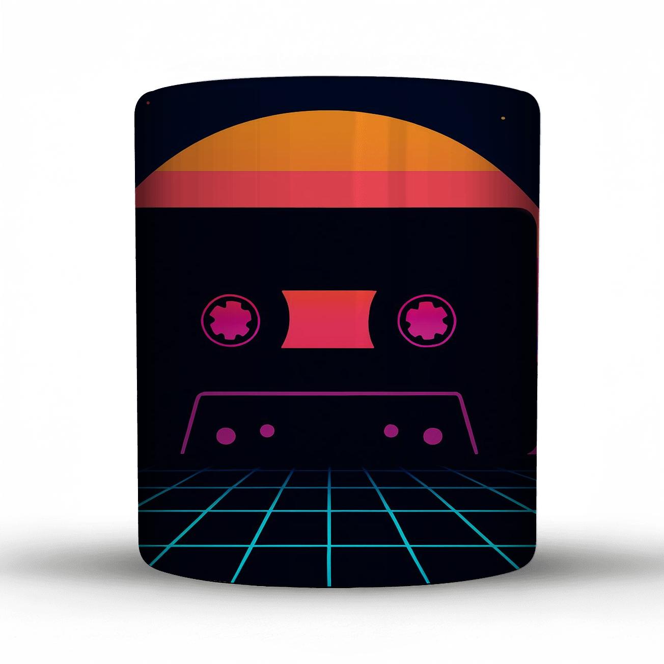 Cassette Tape Sunset Grid personalized mugs