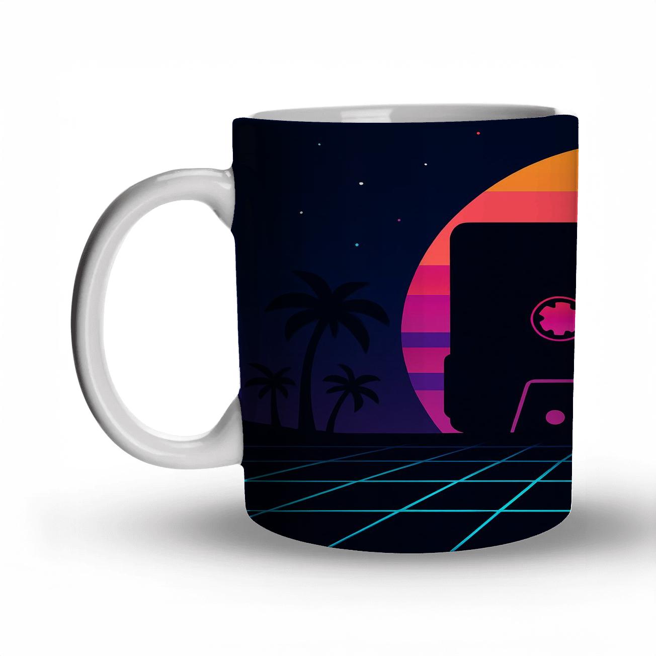 Cassette Tape Sunset Grid personalized mugs