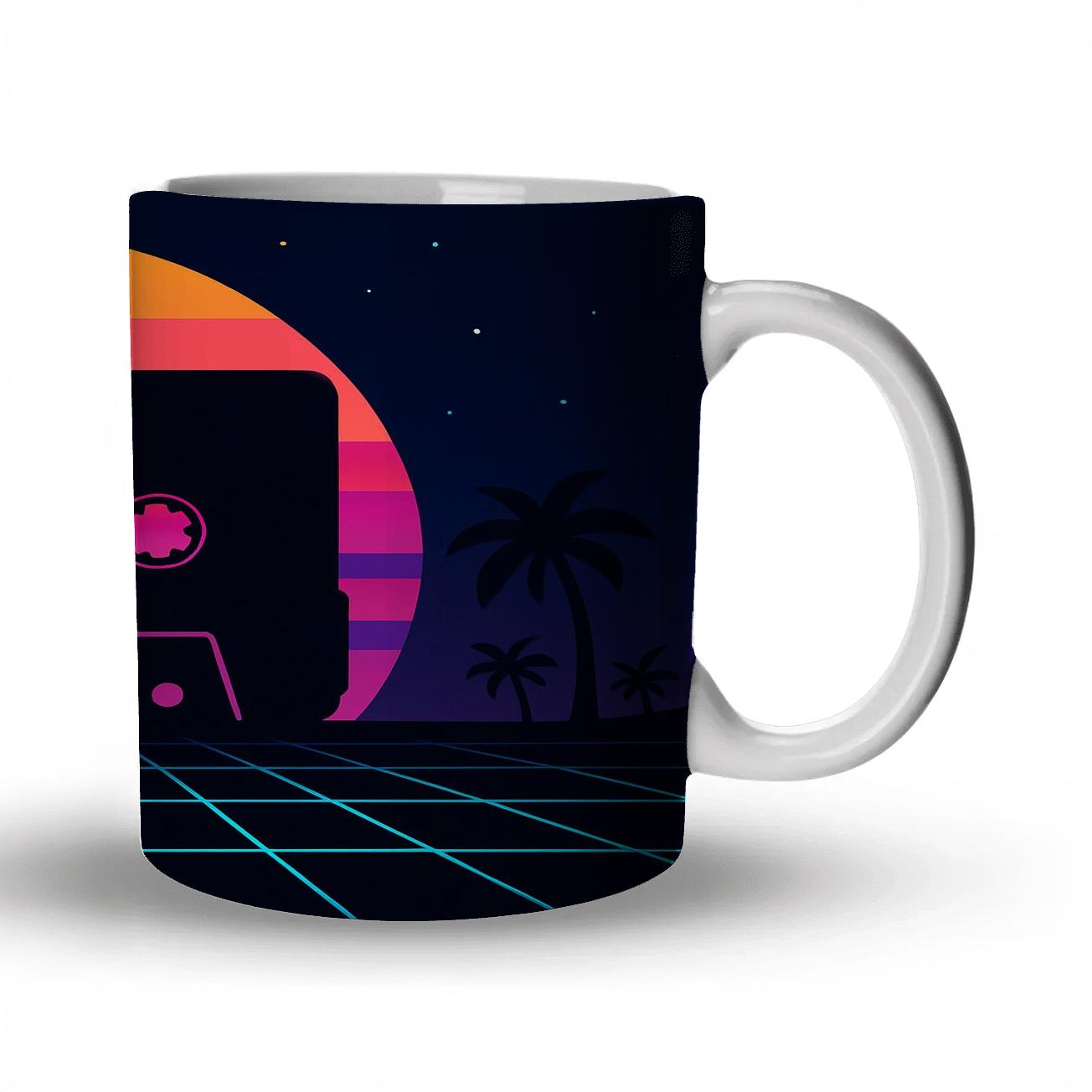 Cassette Tape Sunset Grid personalized mugs