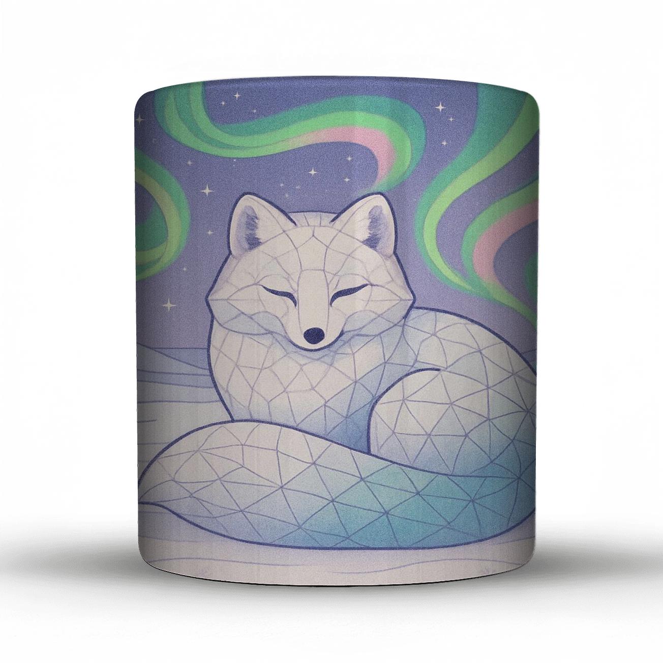 Aurora Arctic Fox Mosaic premium drinkware mugs