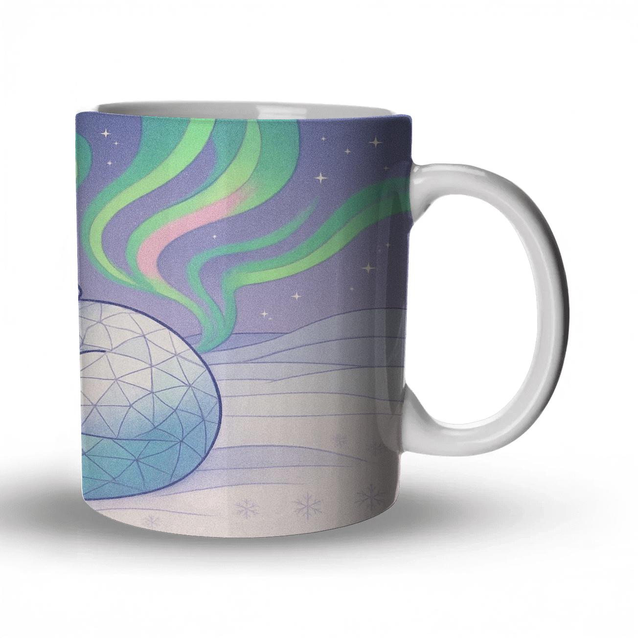 Aurora Arctic Fox Mosaic premium drinkware mugs