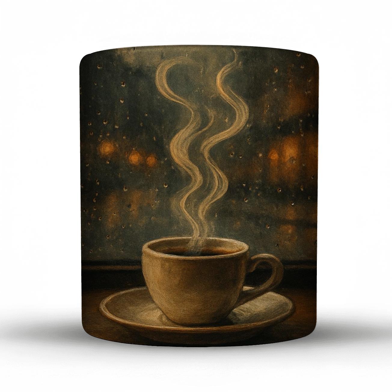 Café Window Rain And Espresso Steam novelty coffee mugs