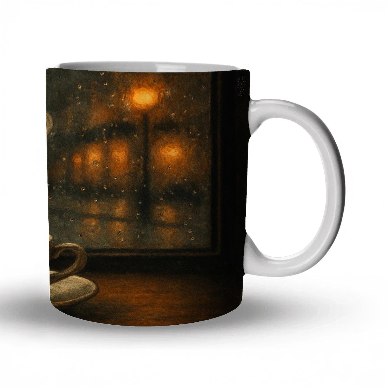 Café Window Rain And Espresso Steam novelty coffee mugs