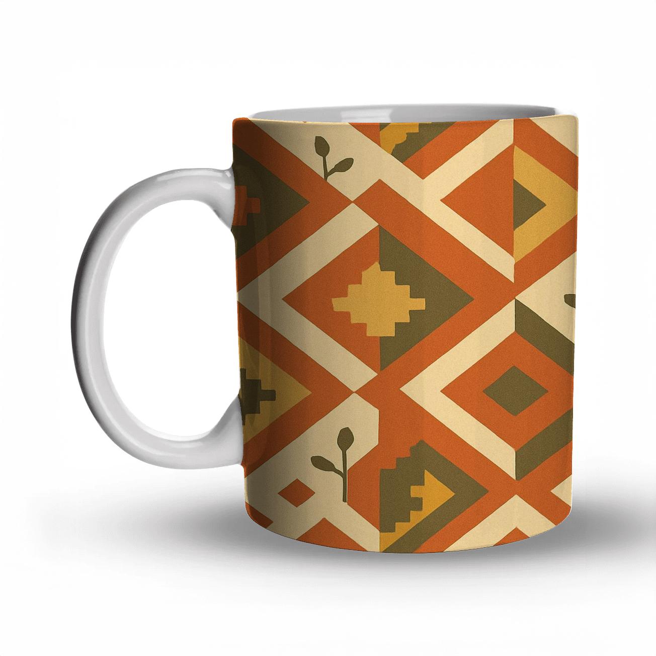 Sunbaked Terracotta Kite Mosaic custom printed mugs