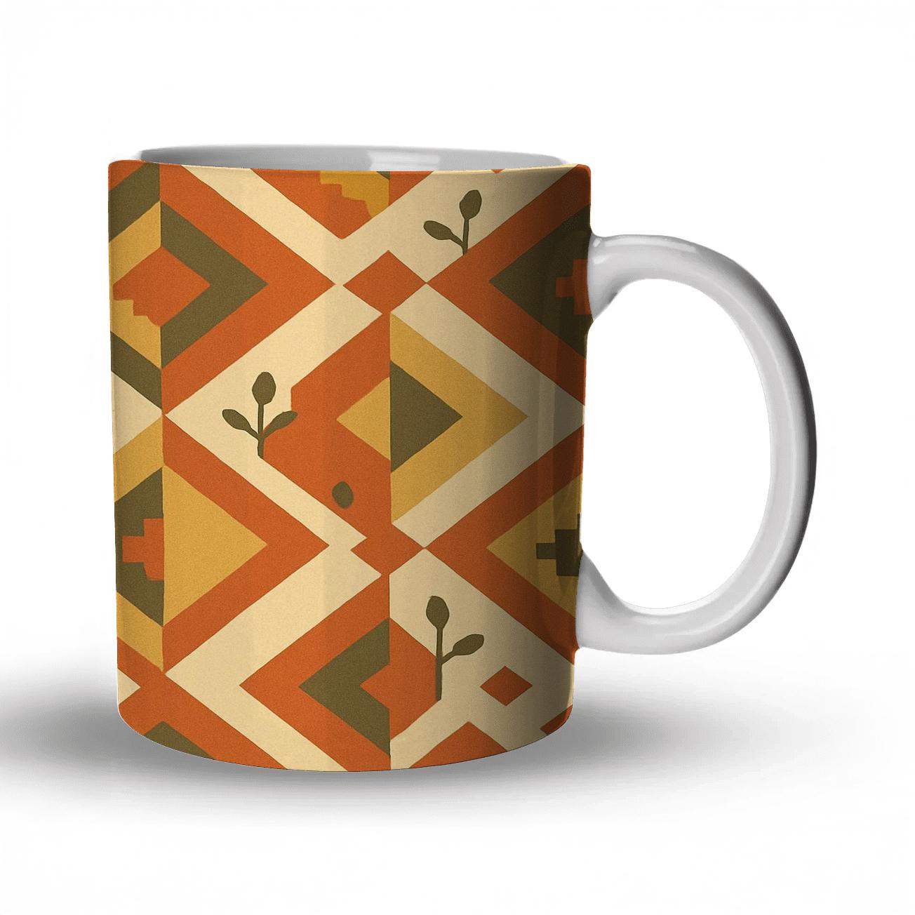 Sunbaked Terracotta Kite Mosaic custom printed mugs