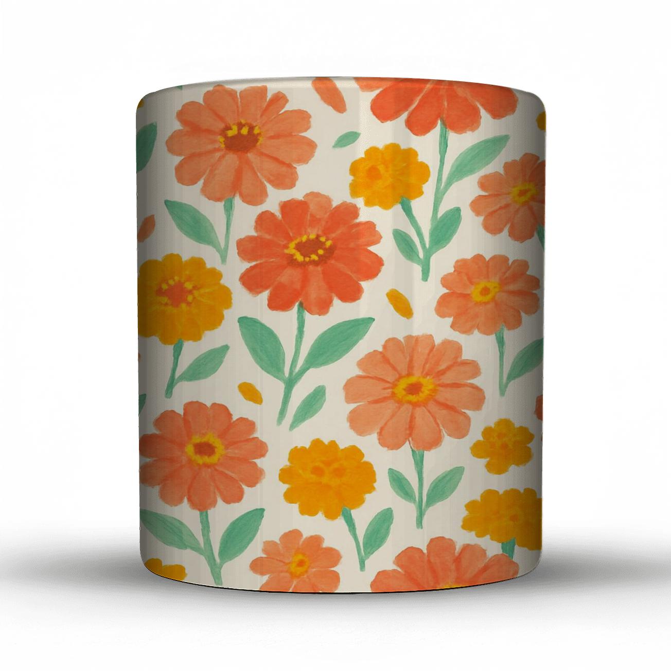 Citrus Zinnia Carnival ceramic coffee mugs