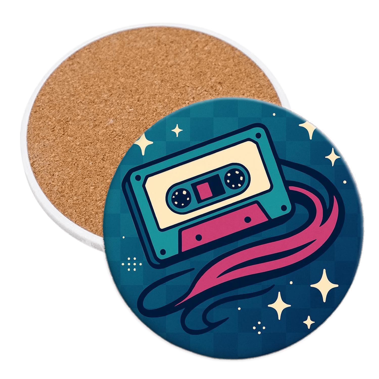 Cassette Comet Trail wooden table coasters