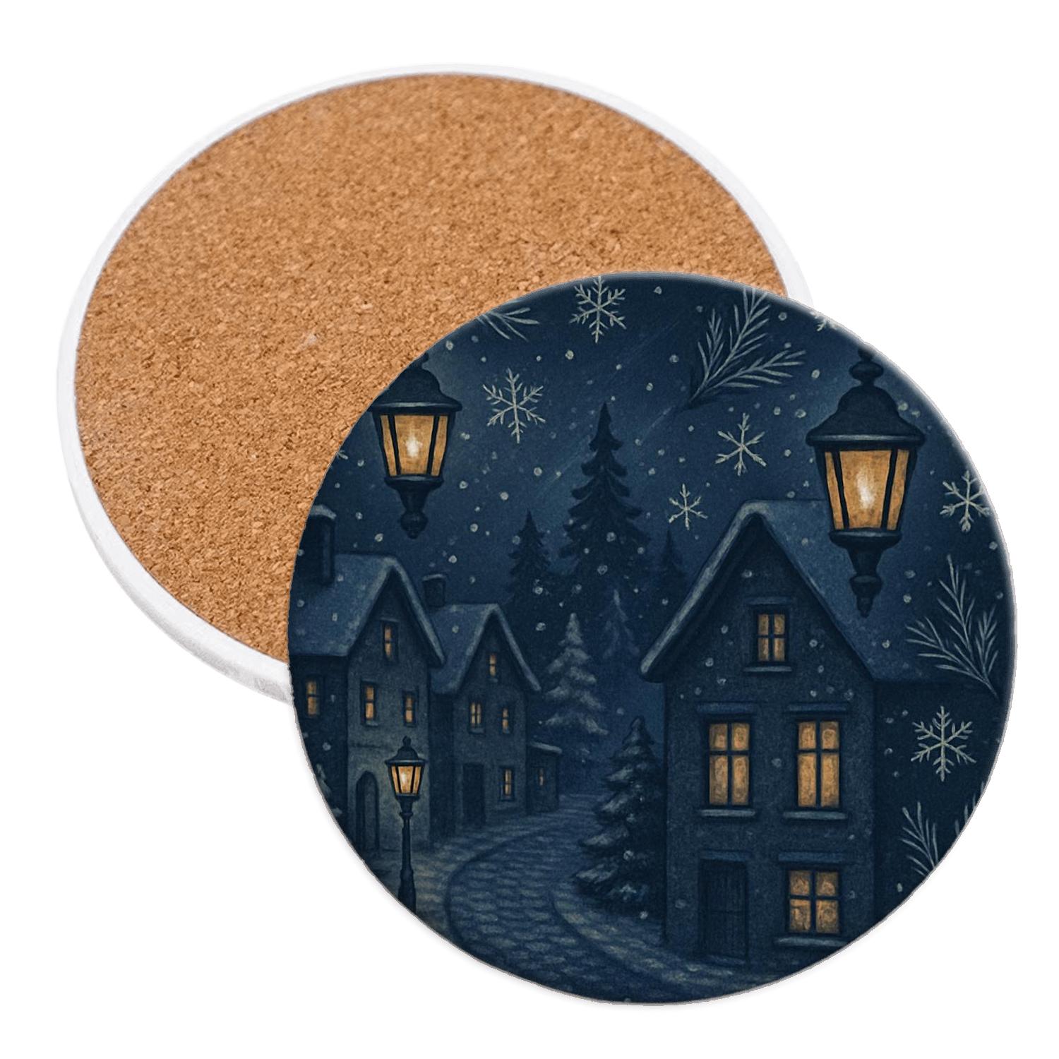 Winter Lantern Snowfall custom engraved coasters