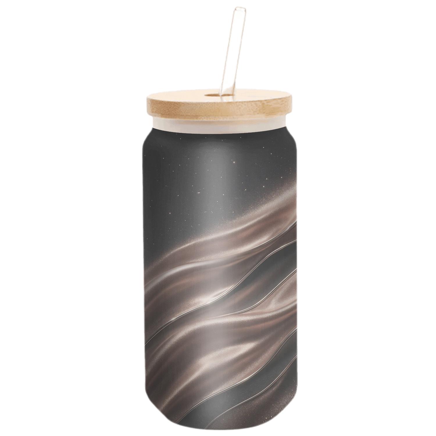 Rose Gold Glitter Runway Ripples artisan blown glass drinkware