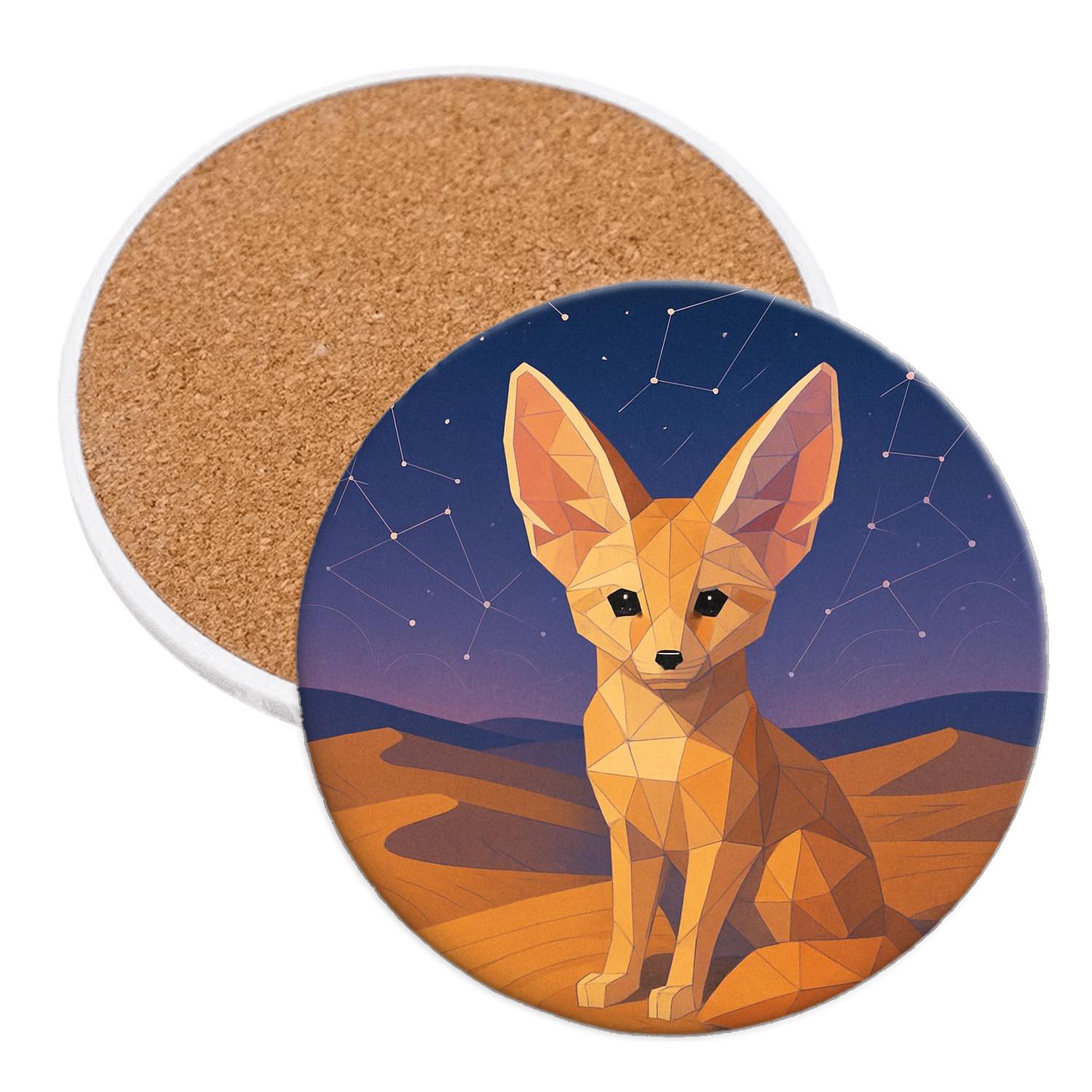 Desert Constellation Fennec elegant tabletop coasters