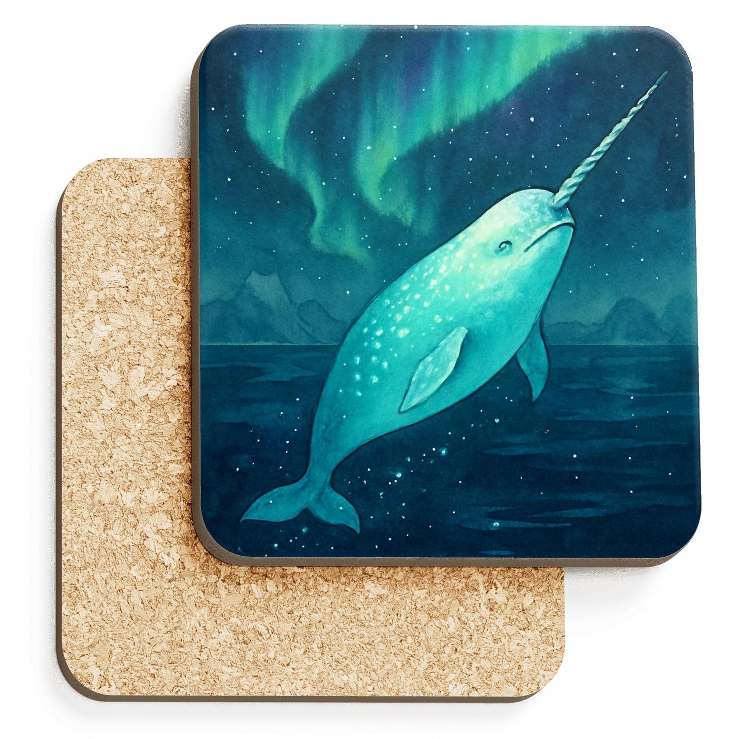 Aurora Narwhal Drift coasters for home decor
