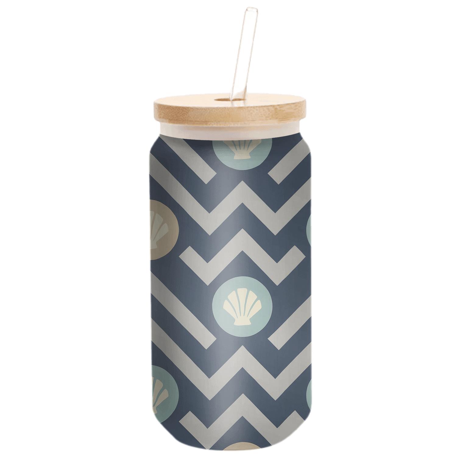 Midnight Zigzag Shell Medallions premium crystal drinkware