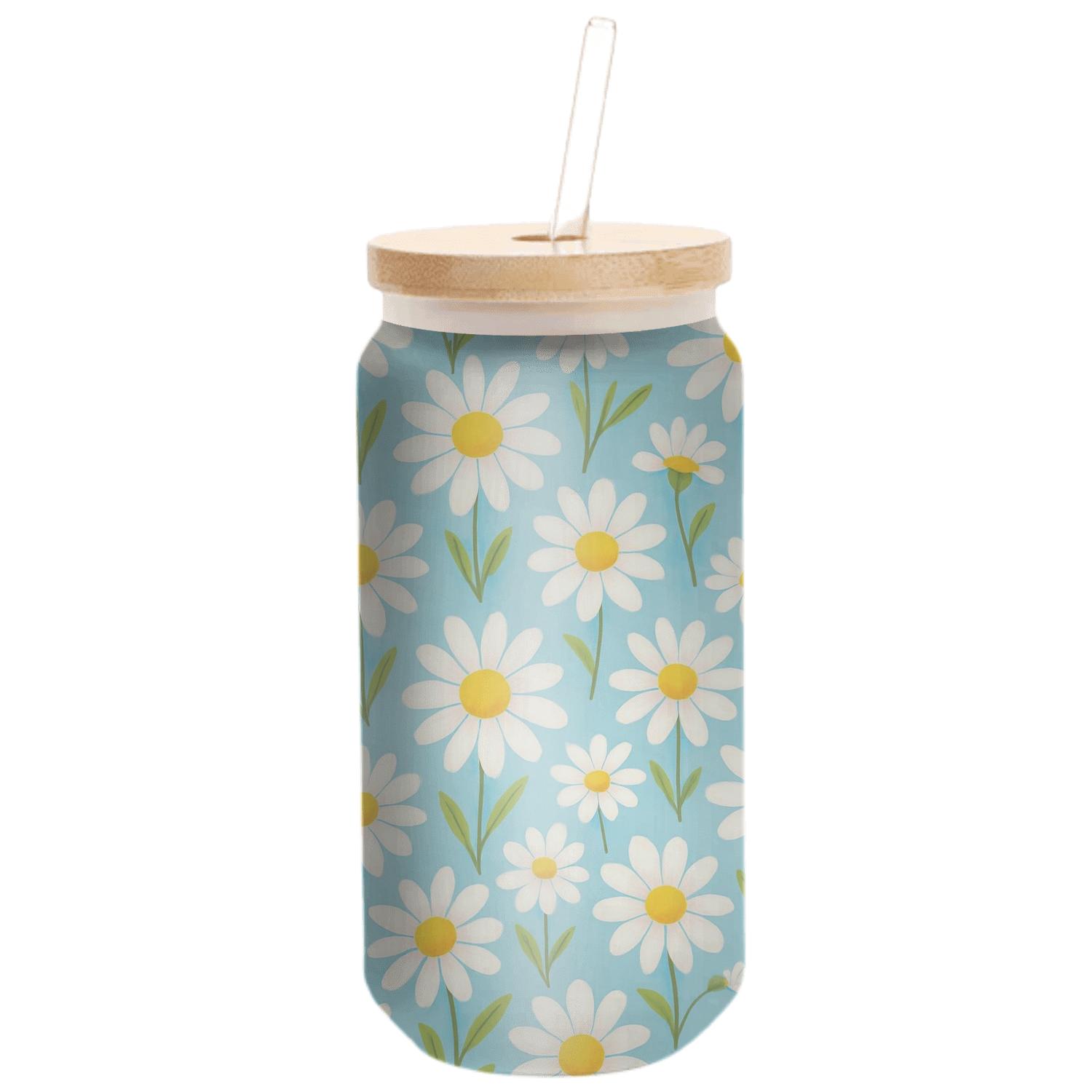 Sunlit Daisy Meadow Scatter artisan blown glass drinkware