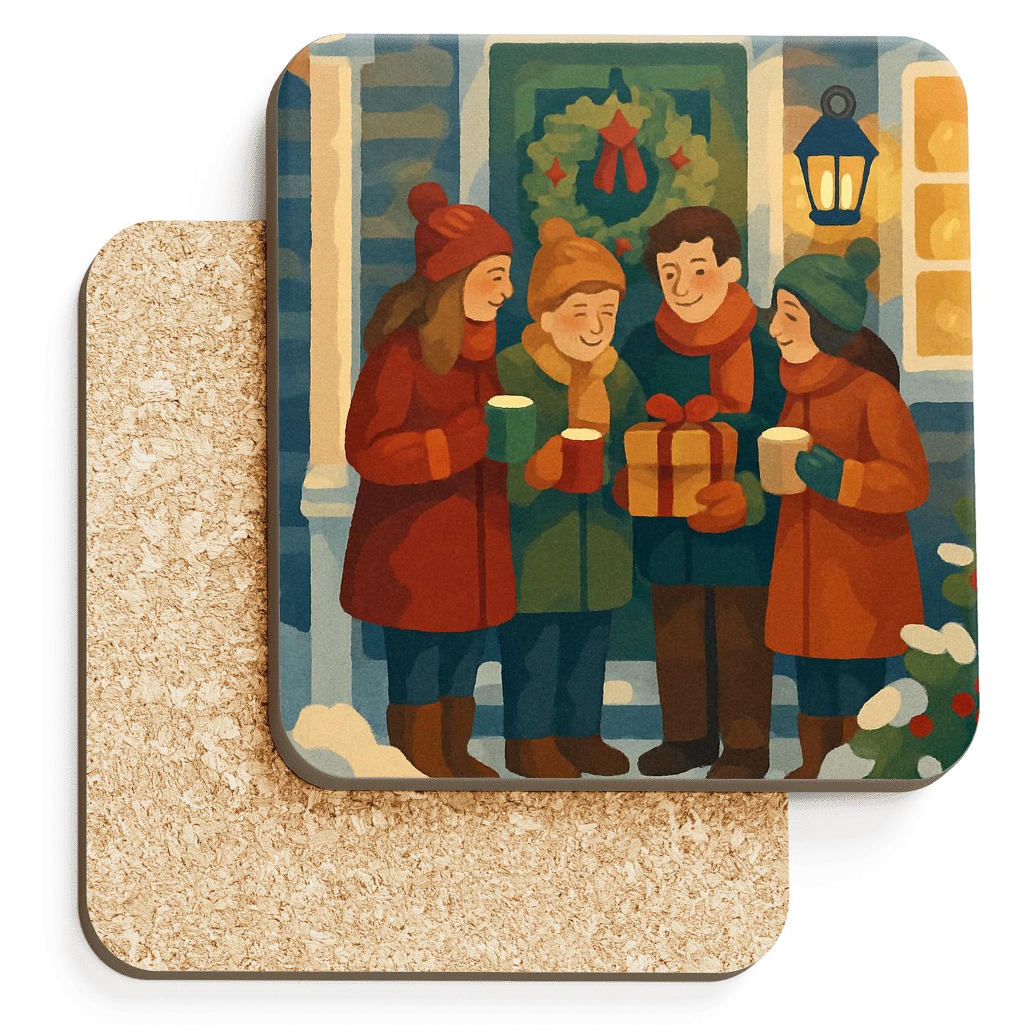 Holly Wreath Welcome absorbent drink coasters