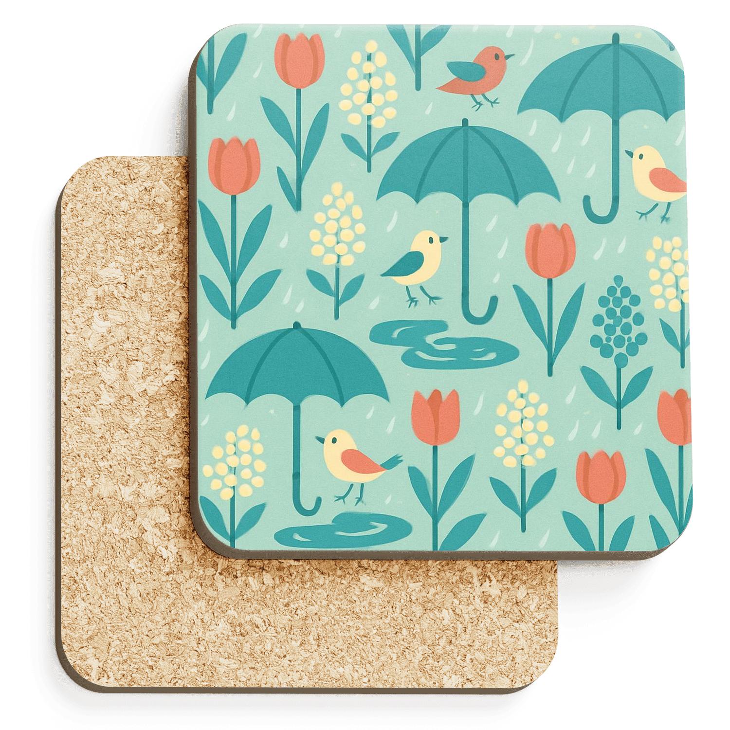 Spring Rain Garden Parade absorbent drink coasters