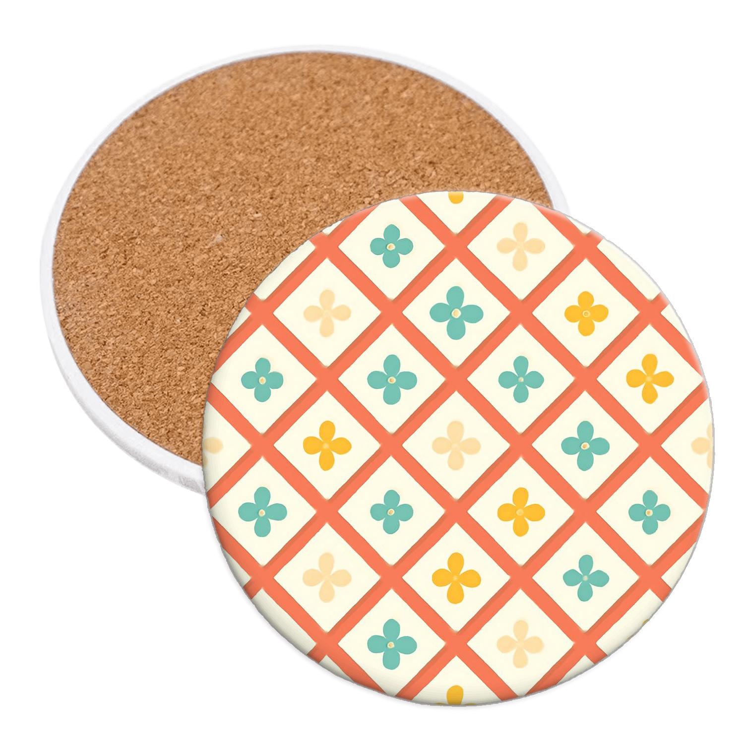 Citrus Lattice Petal Mosaic elegant tabletop coasters